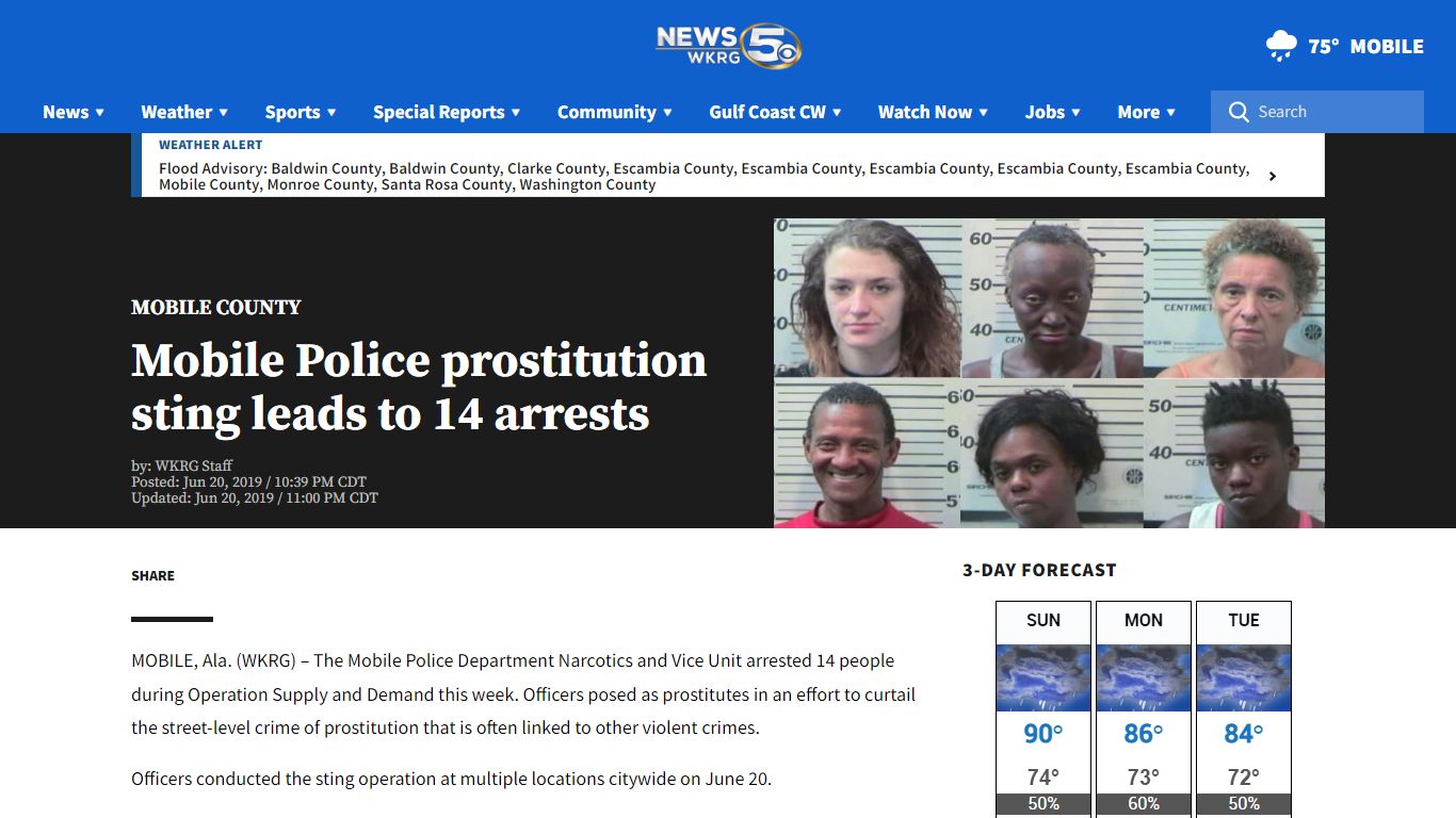 Mobile Police prostitution sting leads to 14 arrests